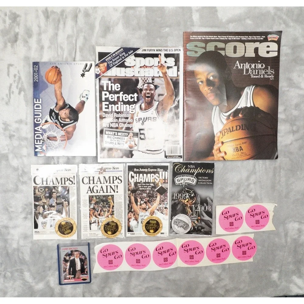 San Antonio Spurs Sports Memorabilia Championship Coins Magazines Stickers